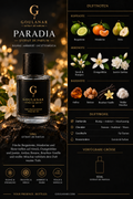 PARADIA Extrait de Parfum 50 ml von GOULANAR – Duftpyramide mit Bergamotte, Mandarine, Birne, Neroli und Knospen, Orangenblüte, Jasmin-Sambac, Ambra, Benzoe, Bourbon-Vanille und weißem Moschus.